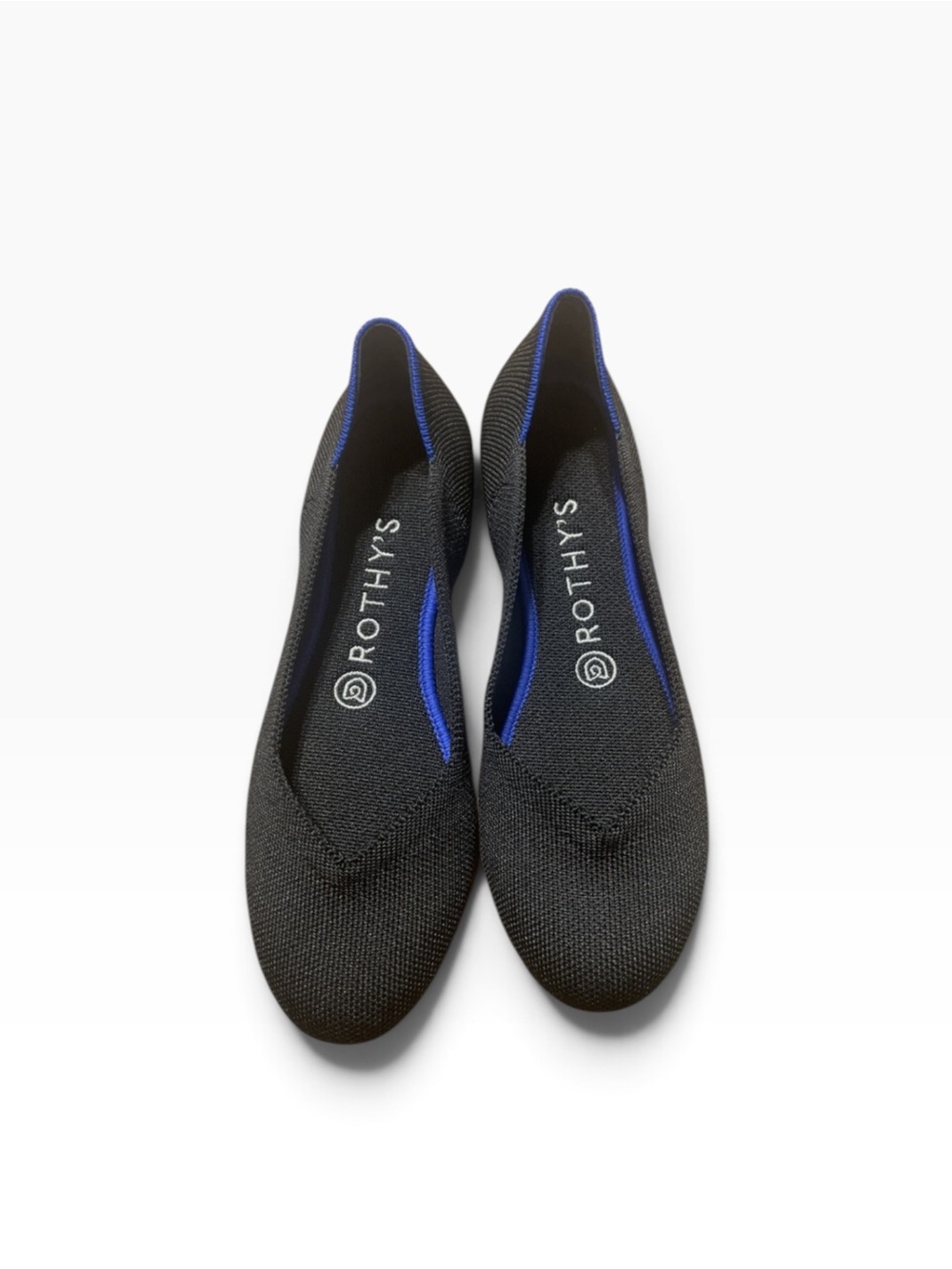 Rothys Black Round Toe Knit Slip On Flats Shoes Womens size 7.5
